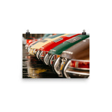 Load image into Gallery viewer, Rears of Vintage Porsche 911s at Luftgekühlt in rain