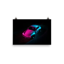 Load image into Gallery viewer, Porsche 911 Turbo lit in pink and cyan from above