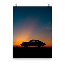 Load image into Gallery viewer, Vintage Porsche 911 side profile silhouette at sunset
