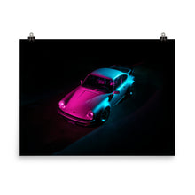 Load image into Gallery viewer, Porsche 911 Turbo lit in pink and cyan from above