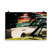 Load image into Gallery viewer, Hood details of multi-colored Vintage Porsche 911s at Luftgekühlt