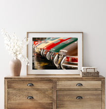 Load image into Gallery viewer, Framed image on white wall of rears of Porsches at Luftgekühlt