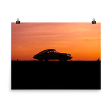 Load image into Gallery viewer, Silhouette of vintage Porsche 911 in orange sunset
