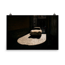 Load image into Gallery viewer, Barn find Porsche 356 in dramatic natural spotlight 
