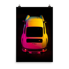 Load image into Gallery viewer, Rear view of Porsche 911SC lit in yellow and pink
