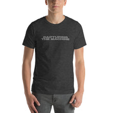 Load image into Gallery viewer, Gray Capturing the Machine shirt on model
